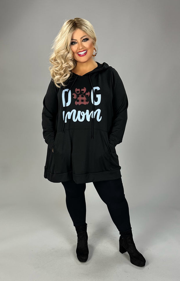 92 HD-E {Happy Moments} BLACK Dog Mom Hoodie PLUS 3X 4X 5X 6X