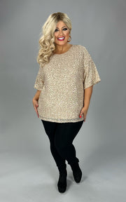 63 SSS {Sweeten The Deal} VOCAL Gold Sequin Design Top PLUS SIZE XL 2X 3X