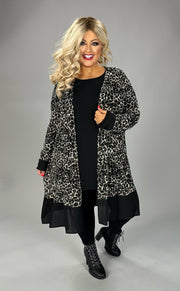 42 OT {Good Directions} VOCAL Leopard Print Lace & Black Cardigan PLUS SIZE XL 2X 3X