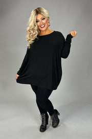 95 SLS-A {Like A Record} Black  Long Sleeve Top PLUS SIZE 1X 2X 3X