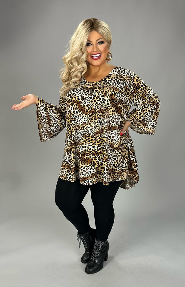 27 PQ {Keeping Current} Brown Leopard V-Neck Top EXTENDED PLUS SIZE 3X 4X 5X