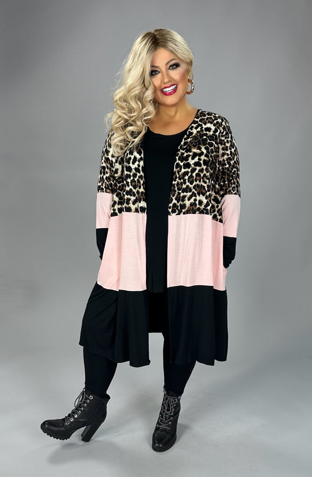 25 OT {Sassy Since Birth} CURVY BRAND Pink Leopard Cardigan EXTENDED PLUS 3X 4X 5X  6X