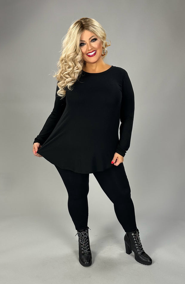 73 SLS-V {Here I Stand}  Black Round Neck Top PLUS SIZE 1X 2X 3X