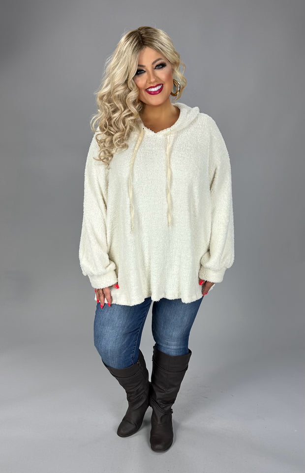 22 HD {Call Me Cozy} Cream Fuzzy Hoodie PLUS SIZE XL 2X 3X