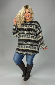 33 PLS {Not Just Anybody} Black/Mocha Mixed Print Top EXTENDED PLUS SIZE 3X 4X 5X