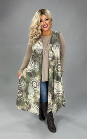 LD [Rodeo Perfection II} Olive & Ivory Mandala Print Vest CURVY BRAND!!! PLUS SIZE 1X 2X 3X