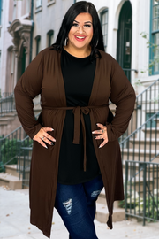 91 OT {Well Aware} Brown Front Tie Cardigan PLUS SIZE 1X 2X 3X