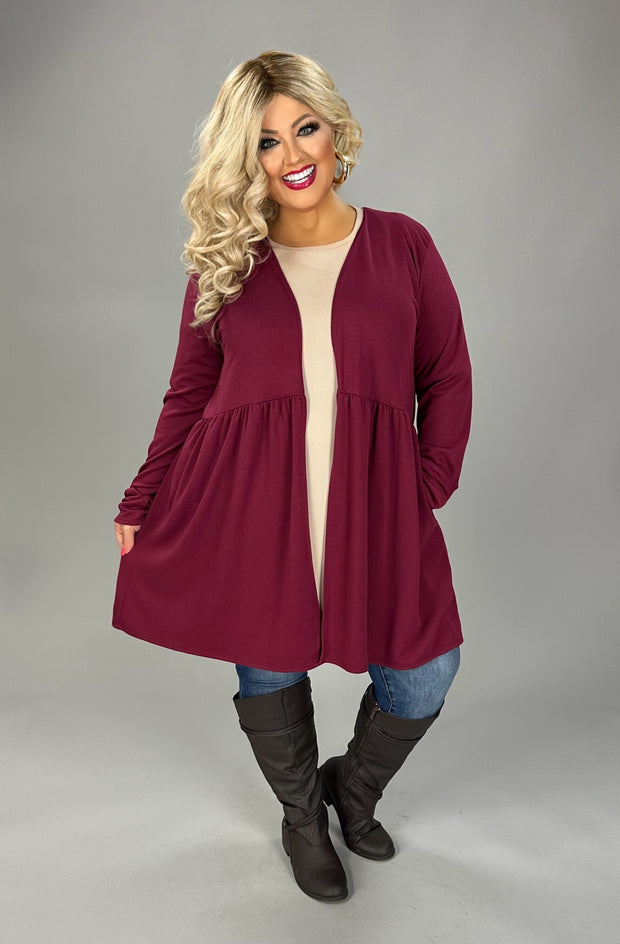 97 OT {Prepared For Anything} Burgundy Cardigan PLUS SIZE 1X 2X 3X