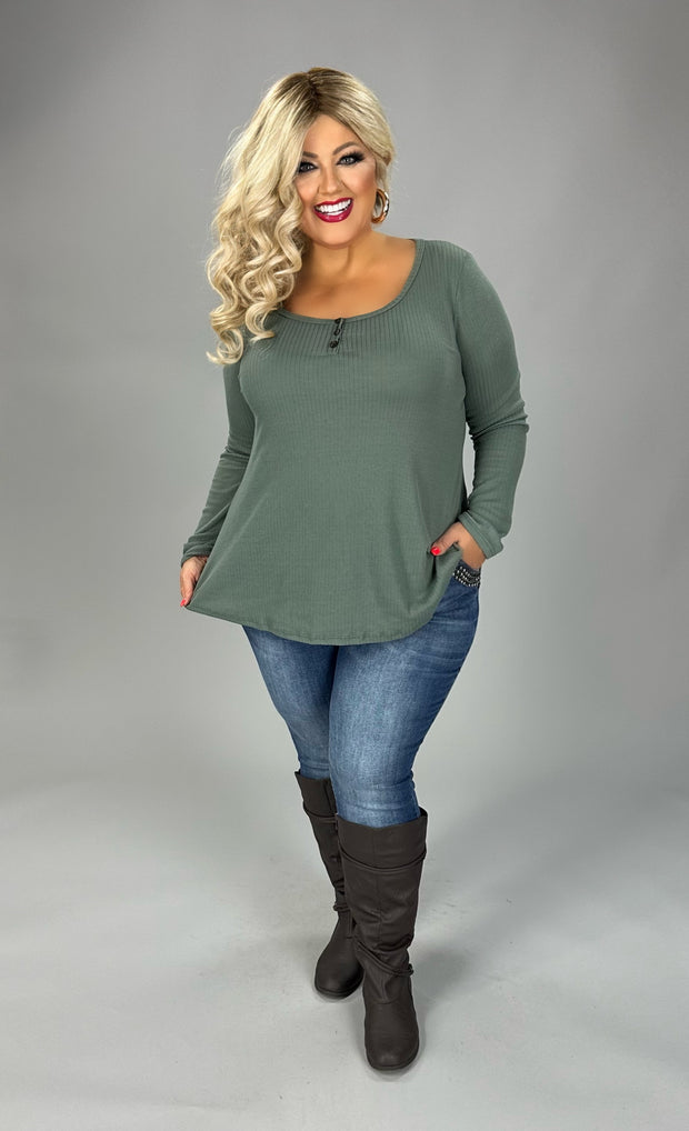 14 SLS {Explain Yourself} Grey Top w/ Buttons PLUS SIZE XL 2X 3X