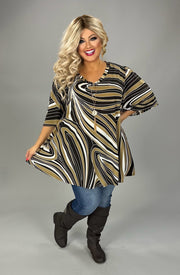 47 PSS {Once Upon A Swirl} Brown/Mocha Swirl Print Top EXTENDED PLUS SIZE 3X 4X 5X