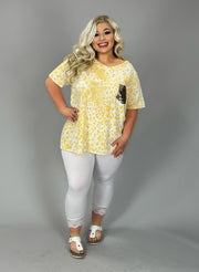 SALE!! 25 SD-O {Watch Out Baby} Yellow Animal Print Sequin Top PLUS SIZE 1X 2X 3X