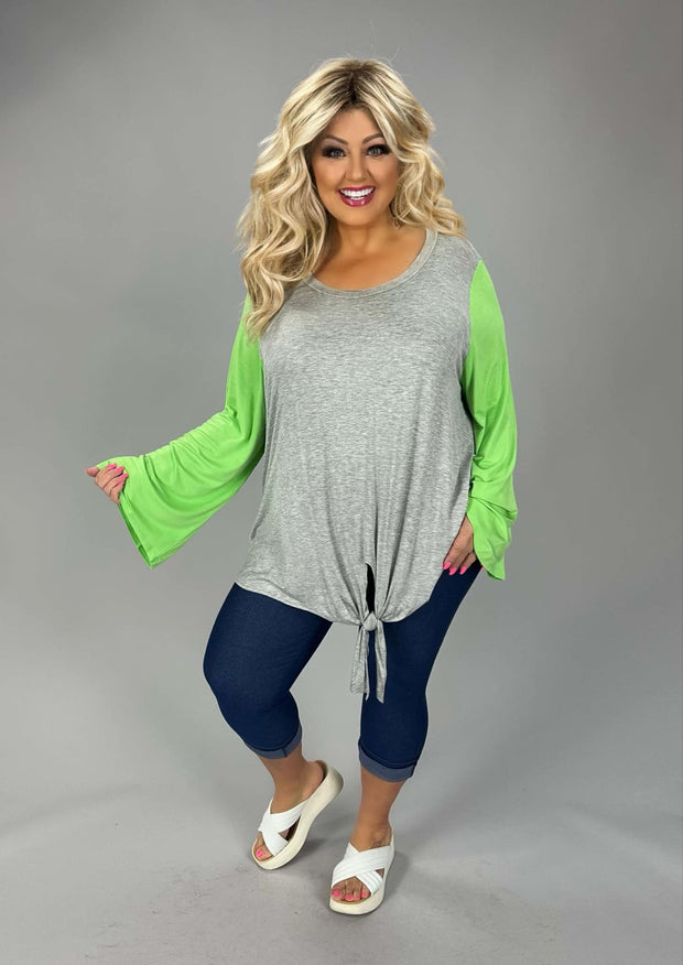 34 CP {Things I Love} Heather Grey Green Sleeve Top EXTENDED PLUS SIZE 4X 5X 6X