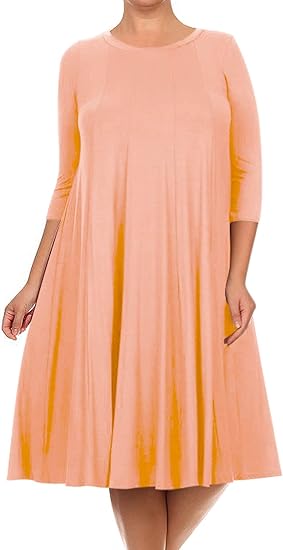 25 SQ {Playing For Keeps} Peach Pleated A-Line Dress PLUS SIZE 1X 2X 3X