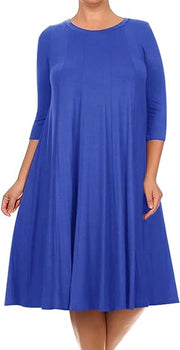 59 SQ {Playing For Keeps} Royal Blue Pleated A-Line Dress PLUS SIZE 1X 2X 3X