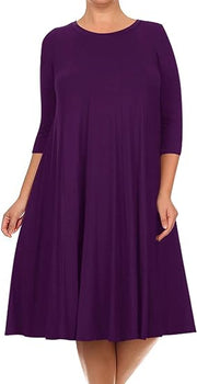 28 SQ {Playing For Keeps} Eggplant Pleated A-Line Dress PLUS SIZE 1X 2X 3X