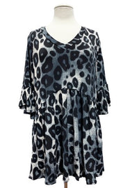 89 PSS {Wild Days Ahead} Grey Leopard Babydoll Top EXTENDED PLUS SIZE 3X 4X 5X