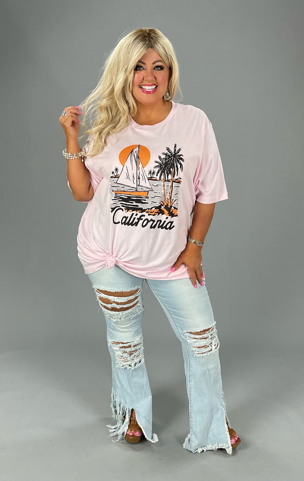 23 GT-U {California} Pink Graphic Tee PLUS SIZE 3X