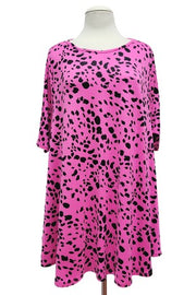 48 PSS {Optimal Cuteness} Fuchsia Dalmation Print Top EXTENDED PLUS SIZE 3X 4X 5X