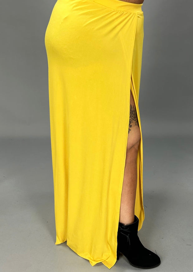 SALE!! BT-99 {Be Honest With Me} Mustard Maxi Skirt PLUS SIZE 1X