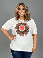 SALE!! 18 GT-M {Watermelon Sunflower} White Graphic Tee PLUS SIZE 2X 3X