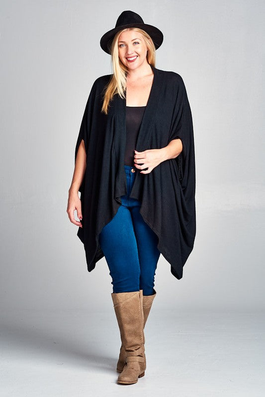 37 OT {Born With Charm} Black Soft Oversize Cardigan PLUS SIZE 3X