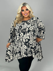 SALE!! 24 PQ {Asking For You} Black Floral Asymmetrical Top EXTENDED PLUS SIZE 3X 4X 5X