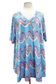 32 PSS {Waiting On Perfection} Sky Blue Swirl Print Top EXTENDED PLUS SIZE 3X 4X 5X