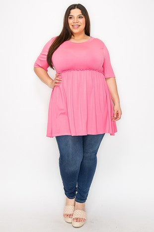 94 SSS {Casual Chic} Pink Ruffle Babydoll Tunic EXTENDED PLUS SIZE 4X 5X 6X