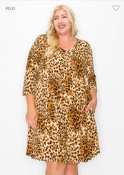 SALE! 17 PQ {Putting On A Show} Leopard Print V-Neck Dress PLUS SIZE 1X 2X 3X