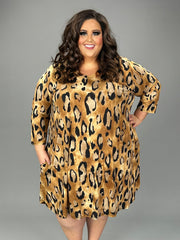 SALE!! 76 PQ-Y {Friend To All} Leopard Print V-Neck Dress  EXTENDED PLUS SIZE 3X 4X 5X