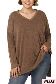 91 SLS {All On You}  Americano Melange Jacquard Top PLUS  SIZE 1X 2X 3X