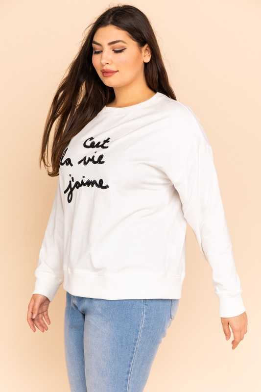 SALE!! GT-L {That Is The Life I Love} Ivory Sweatshirt Black Stitching