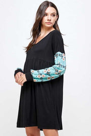 SALE!! 12 CP-C {Just Admit It} Black With Blue Tribal Printed Sleeve Tunic  PLUS SIZE XL 2X 3X