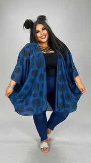 79 OT-A {Free To Unwind} Navy Print Cardigan PLUS SIZE 1X 2X 3X