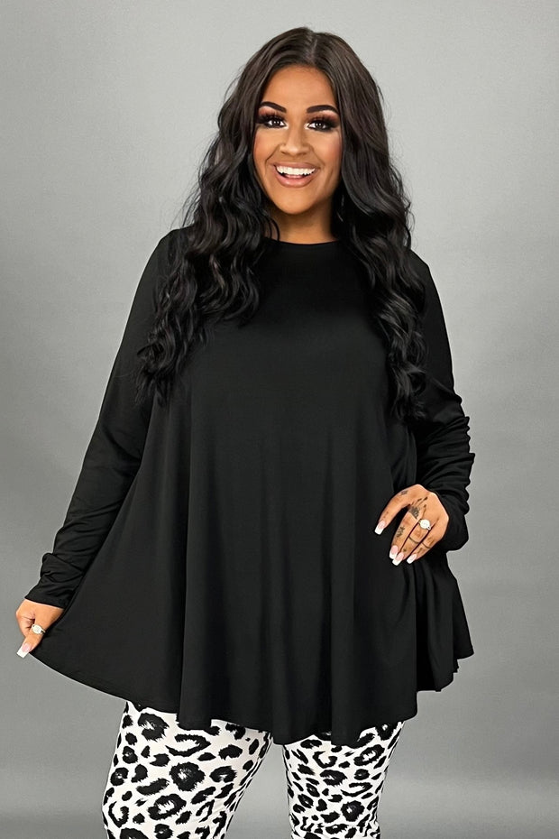 26 SLS {My Time Of Night} Black Rounded Hem Top PLUS SIZE XL 2X 3X 4X 5X