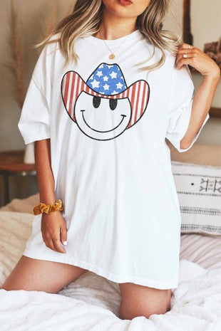 79 GT {Patriotic Smiley} White Graphic Tee PLUS SIZE 1X 2X 3X