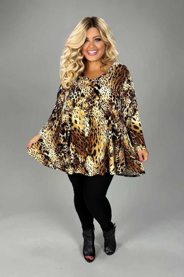 57 PQ {Something Wild} V-Neck Leopard Print Top EXTENDED PLUS SIZE 3X 4X 5X