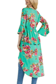 LD-I {Making Big Moves} Mint Floral High/Low Tunic PLUS SIZE 1X 2X 3X