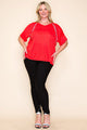 89 SD {Never Basic} VOCAL Red V-Neck Top w/ Rhinestone Detail PLUS SIZE XL 2X 3X