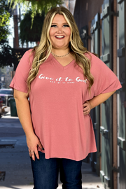 57 GT-B {Give It To God} Cinnamon V-Neck Tee PLUS SIZE 1X 2X 3X