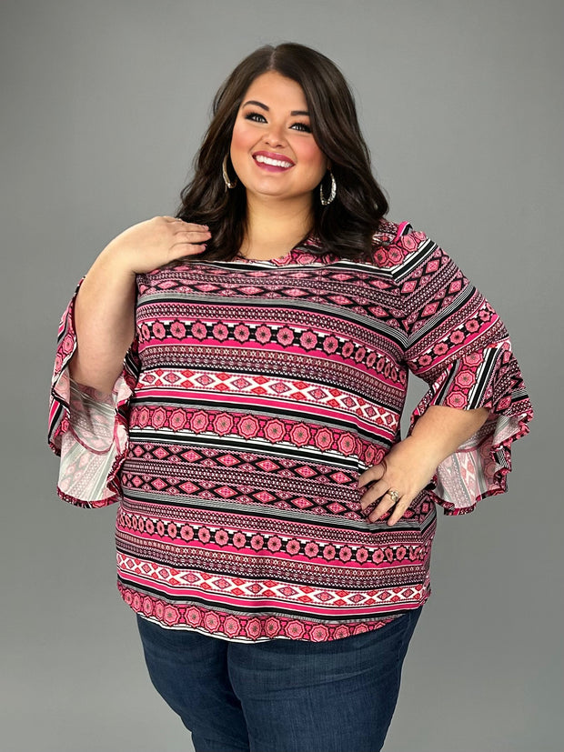 SALE!! 96 PQ {Take The Time} Hot Pink/Black Stripe Print Top EXTENDED PLUS SIZE 4X 5X 6X