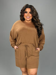 SALE!! 21 SET-I {The Good Life} Camel Long Sleeve Short Set PLUS SIZE 1X 2X 3X