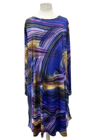 15  PLS {Simple Message} Purple Blue Multi-Print Dress PLUS SIZE XL 2X 3X