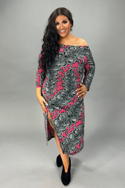 SALE!! LD-K {Who's That Lady} Blk/Fuchsia Snakeskin  Print Bodycon Dress  PLUS SIZE 1X 2X 3X