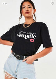 SALE!! 95 GT-B {Put Your Lipstick On & Hustle} Black Graphic Tee PLUS SIZE 1X 2X 3X