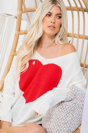 11 GT {Close To My Heart} Ivory Sweater w/Red Heart PLUS SIZE 1X/2X  2X/3X