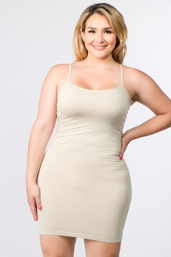 TANK {Matter Of Fact} Beige Long Camisole Tank  PLUS SIZE