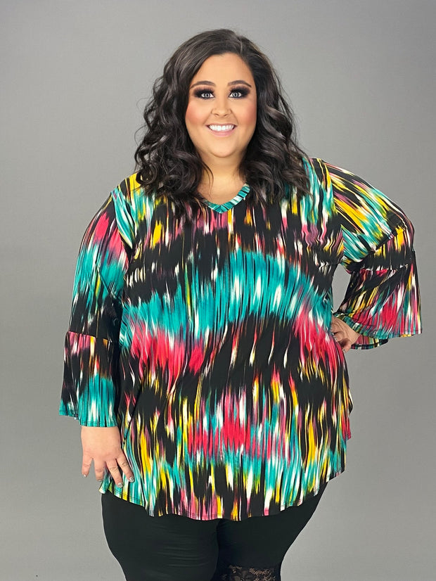 47 PQ-F {Fashionistas Unite} Fuchsia Jade Print Top EXTENDED PLUS SIZE 3X 4X 5X