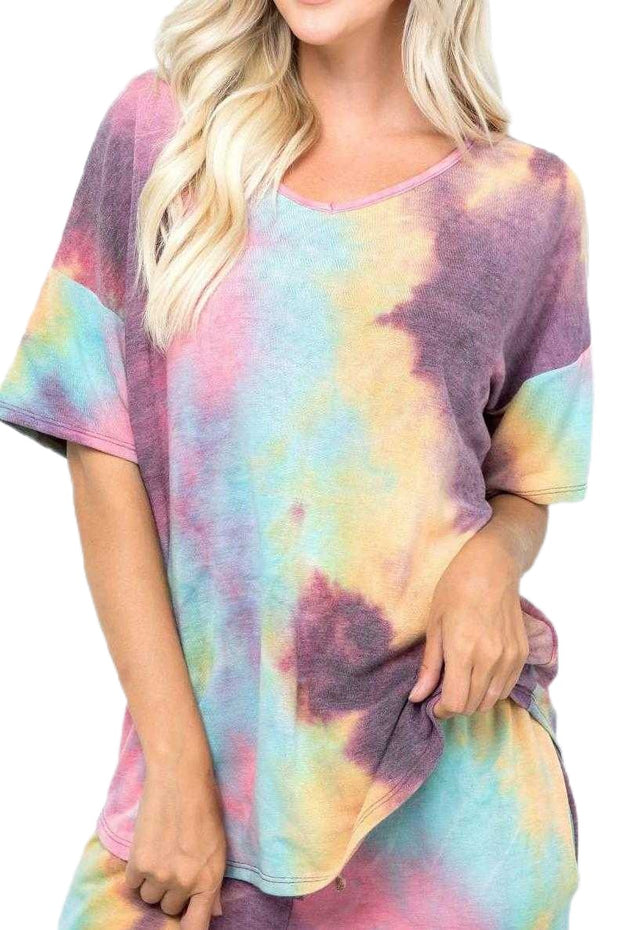 92 PSS {Born For Fun} Pink/Magenta Tie Dye Top PLUS SIZE 1X 2X 3X