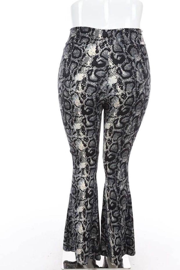 BT-F {Get Dangerous} Black Snakeskin Bell Bottom Pants PLUS SIZE XL 2X 3X